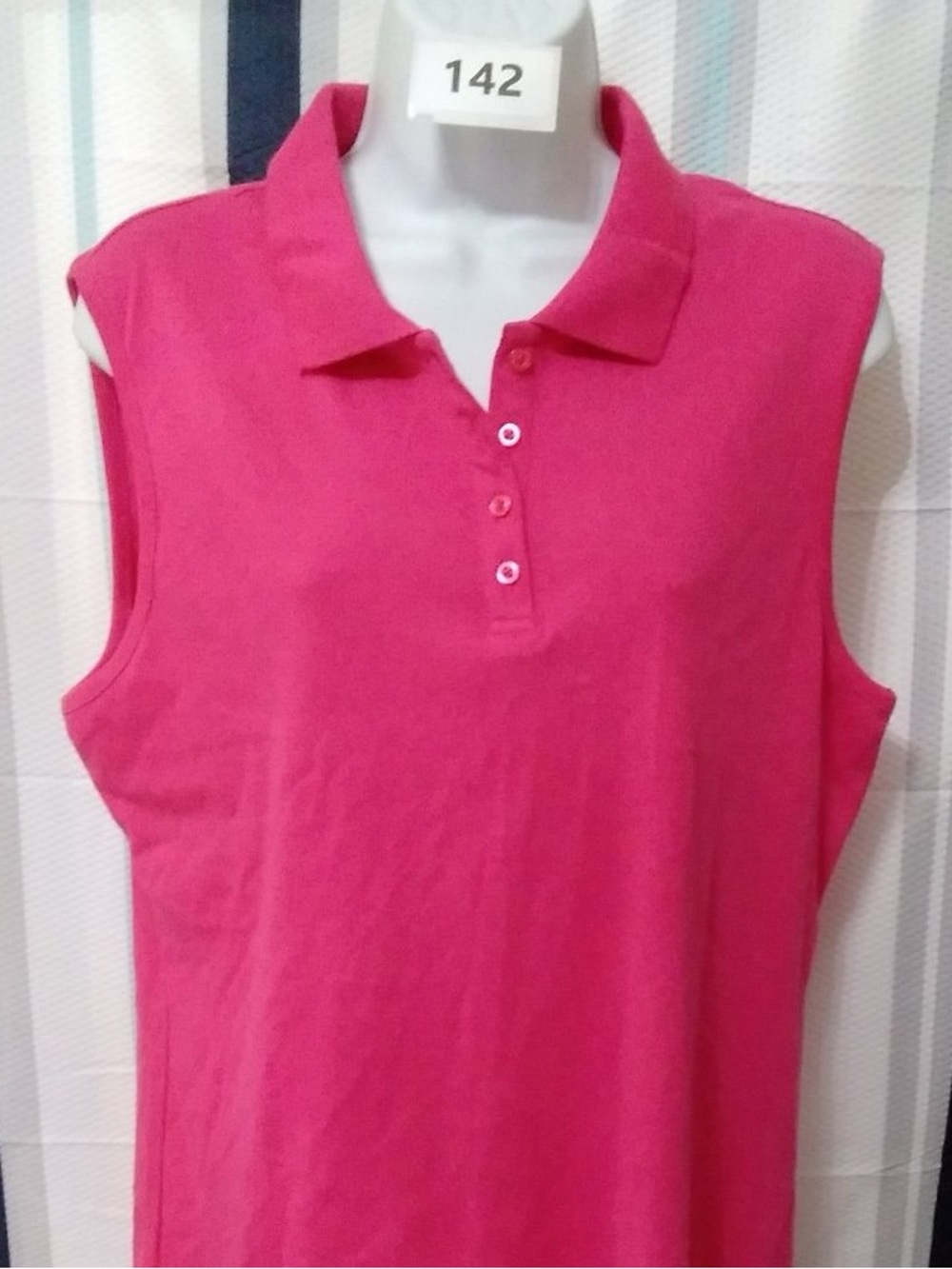 Karen Scott Sleeveless Polo Tank - Hot Pink